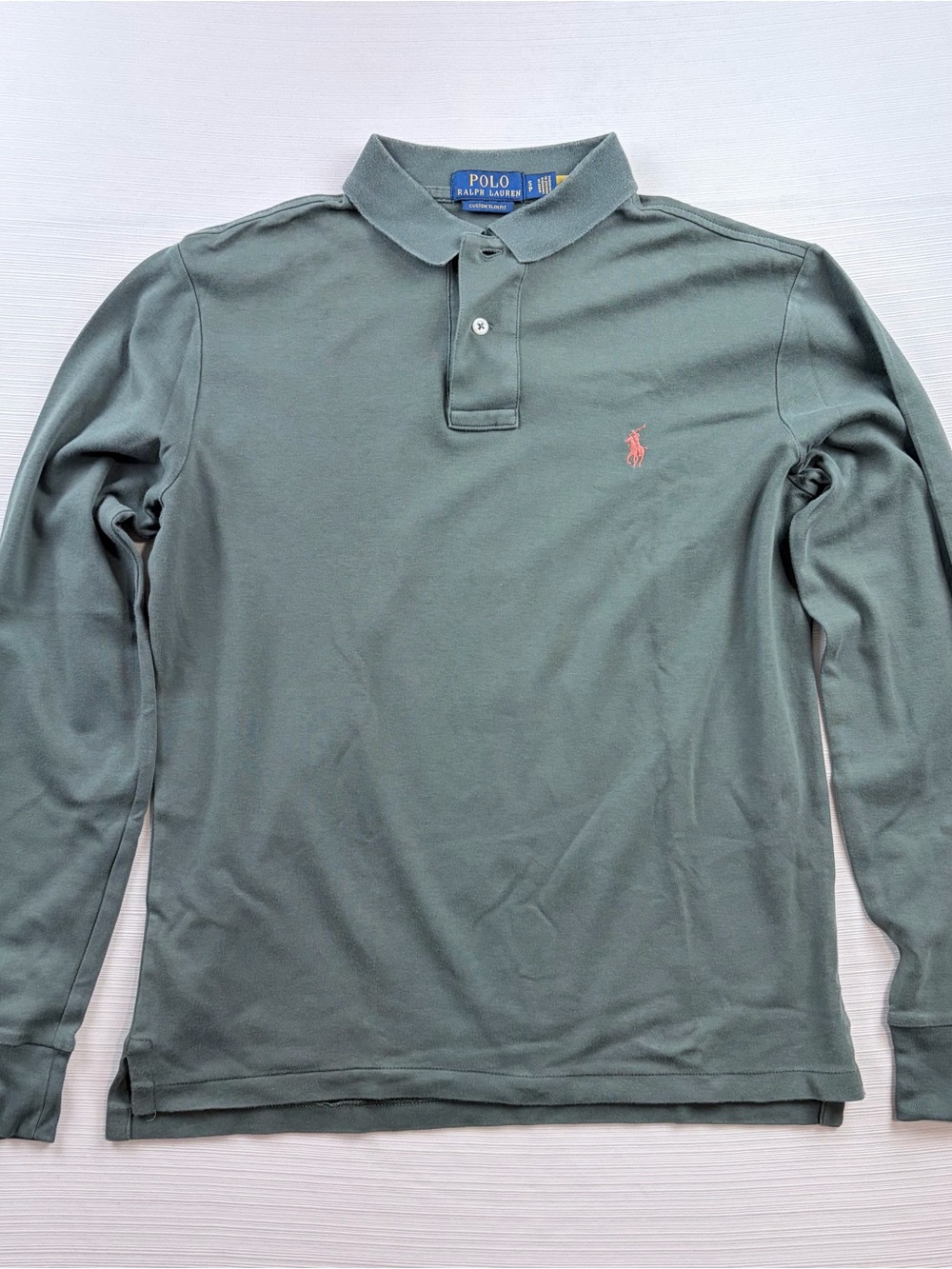 Polo by Ralph Lauren Long-Sleeve Polo Shirt - Olive Green Size Small Petite